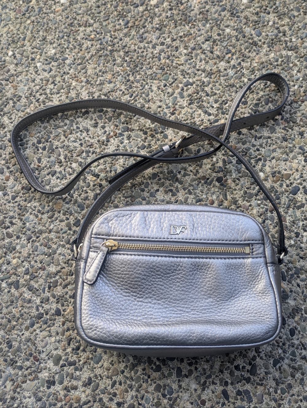 DVF Milo Zip Mini Metallic Leather Crossbody Bag